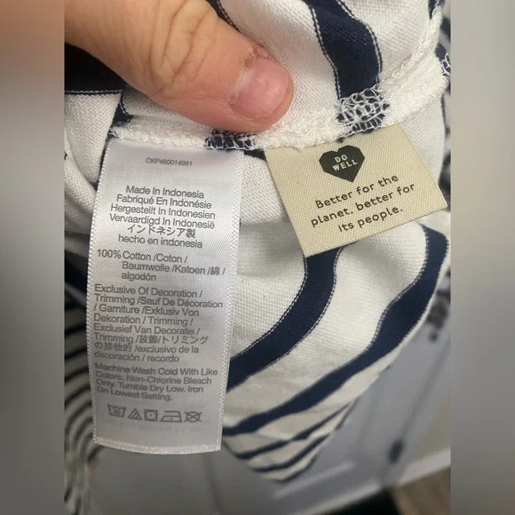 Madewell NWT Floral Embroidered Long Sleeve Crop Top Size XL Nautical Striped - Picture 9 of 9